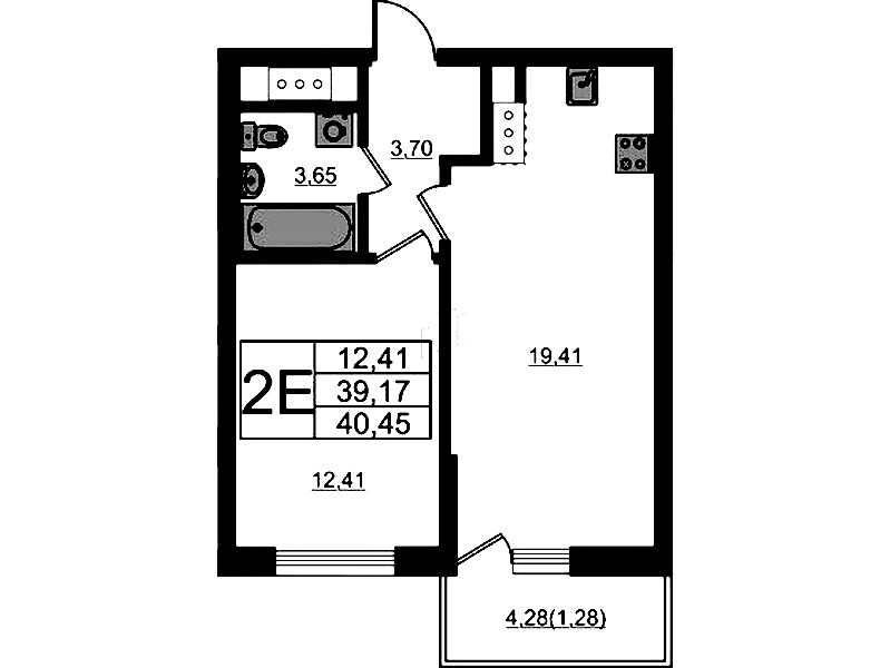 1-комнатная квартира 40.45 м², 8/10 эт., ЖК «UP! Квартал Новый Московский»